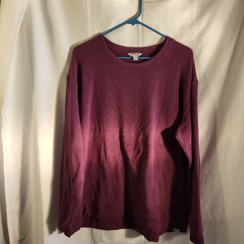 ORVIS Burgundy Heathered Crew Neck Pullover Sweatshirt‎ Top XL EG